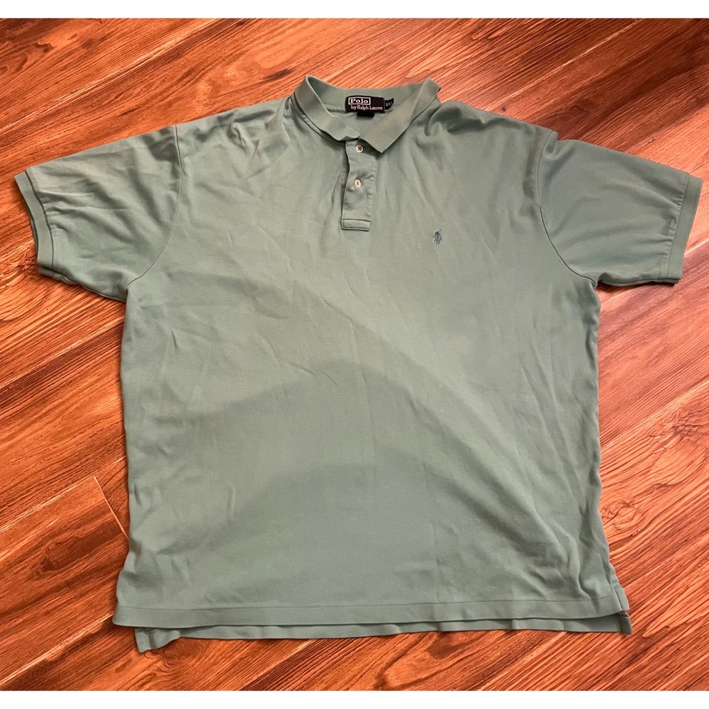 Polo Ralph Lauren Mens XXL Green Short Sleeve Cotton Pique Pony Logo Polo Shirt